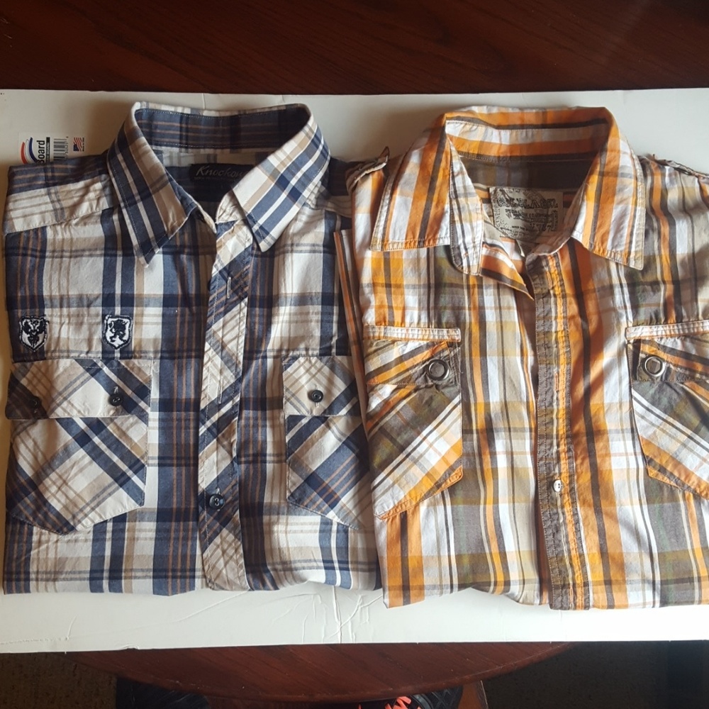 Lot of 2 Short plaid button down shirts